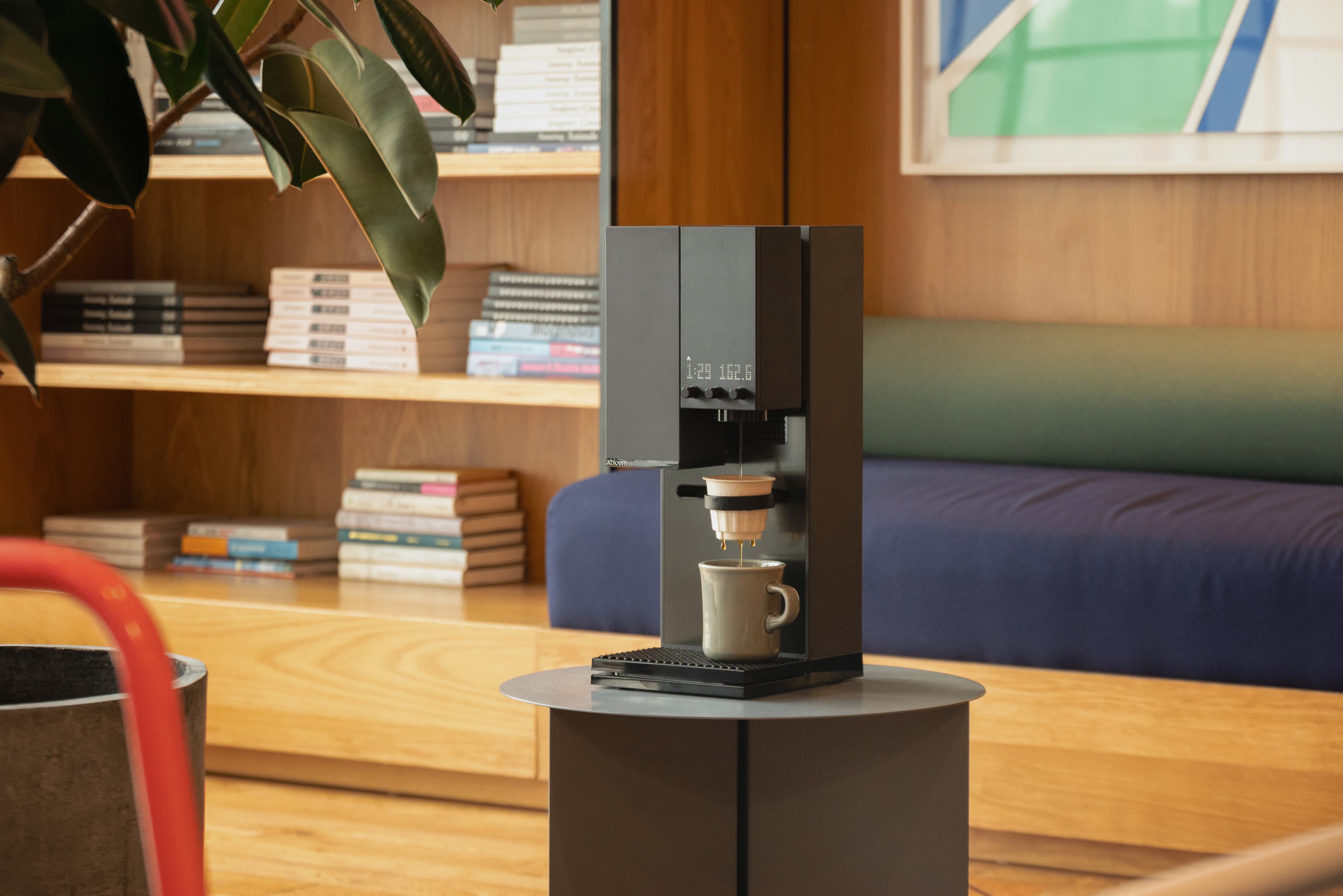 An xBloom coffee machine in a home kitchen