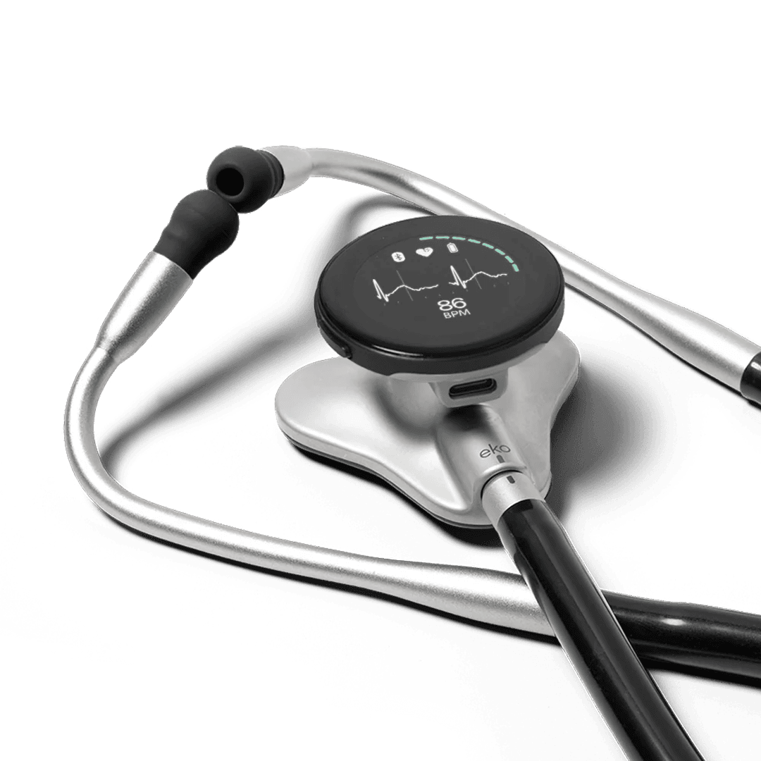 Eko CORE 500 digital stethoscope in use