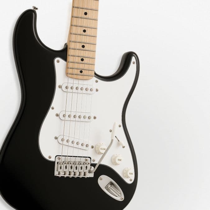New player practicing on a Squier Sonic Stratocaster