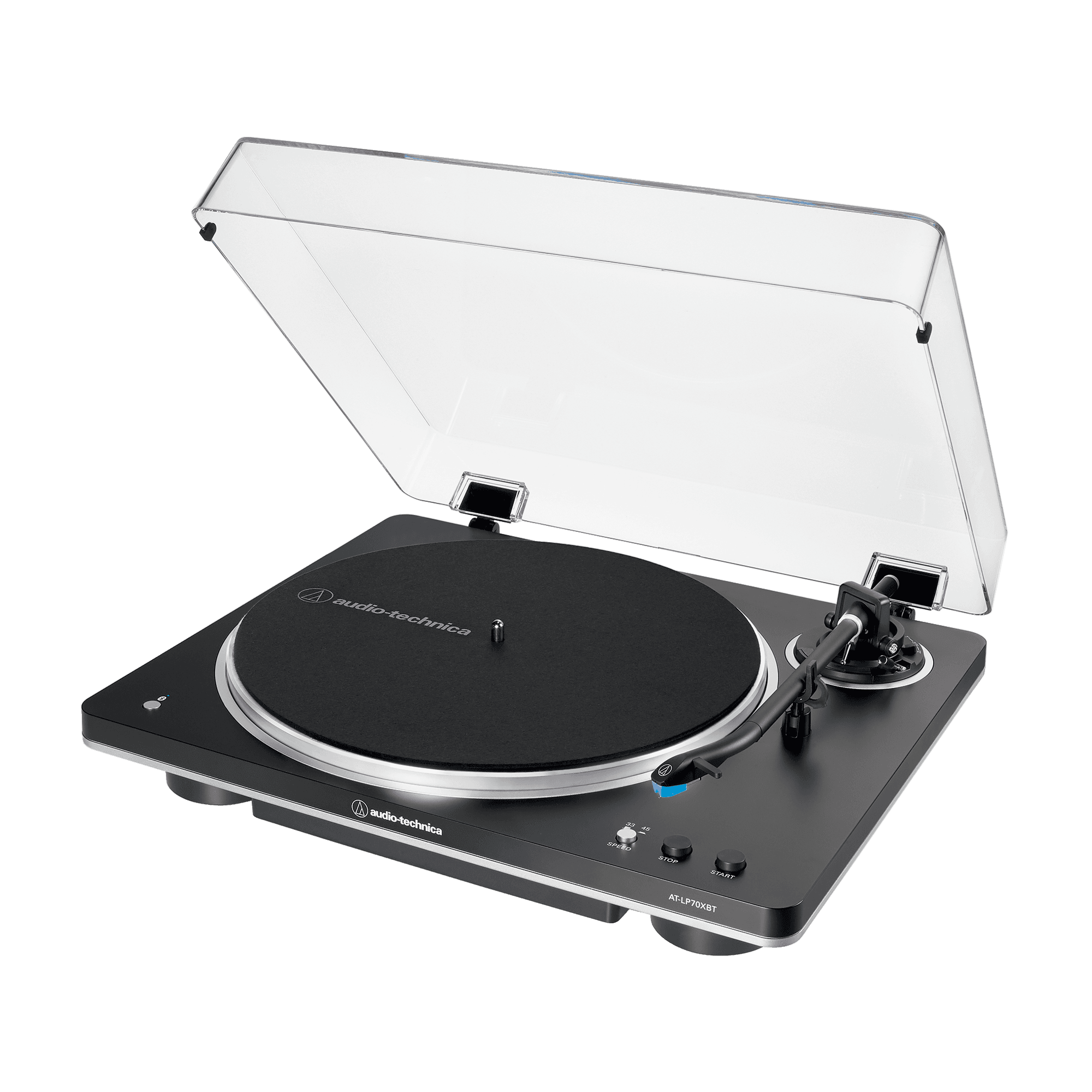 AT-LP70XBT playing vinyl at an angle